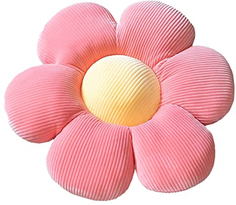 STAR FIRE Blumenkissen, blumenförmige Wurfkissen, Blumenbodenkissen, Zierkissen, Stuhlkissen Zierkissenbezüge Raumdekoration Plüschkissen für (35cm (13.8inch), Pink/Yellow)