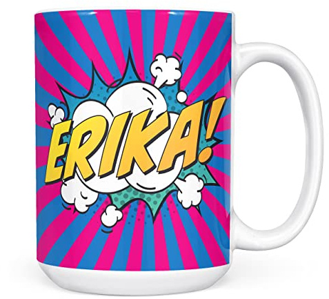 Mug Monster Tazza con nome personalizzata, con scritta Comic Super Hero, regalo personalizzato con testo, tazza da caffè in ceramica, regalo per uomini o donne, extra large e tazza gigante
