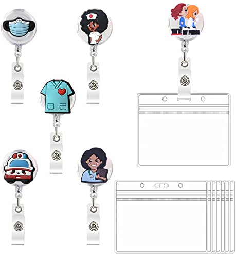 Ausweishalter Krankenschwester Badge Halter Abzeichen Retractable Einziehbare Reel Jojo Clip Ausziehbar Arzt Nurse Lehrer Karikatur für Namensschild Ausweisjojo(Menschen)