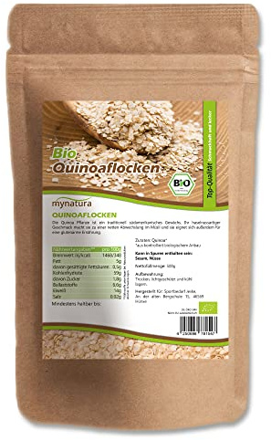 Mynatura Bio Quinoaflocken I Quinoa I Müsliflocken I Müslibowl I Vegane Ernährung I Porridge Zutat I Südamerikanische Küche I Quinoaflakes I Im Beutel (2000g)