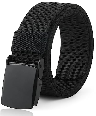 AWAYTR Nylon Boys Baseball Belt - Kids Golf Belt with Metal Buckle for Softball Pants School Uniform Jeans (Black Buckle-Black