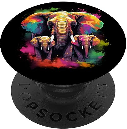 Watercolor Colorful 2 Kiddos Mama Elephant shoppa Cute 2 Kids Mama Elephant - Mother of Twin 2 kiddos children PopSockets Adhesive PopGrip