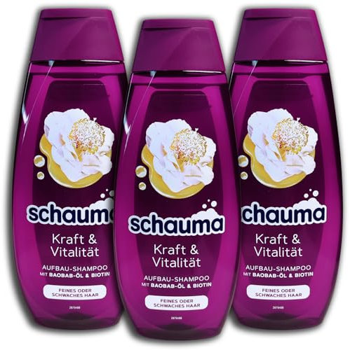 3 er Pack Schauma Shampoo Kraft und Vitalität mit Baobab Öl und Biotin 3 x 400ml