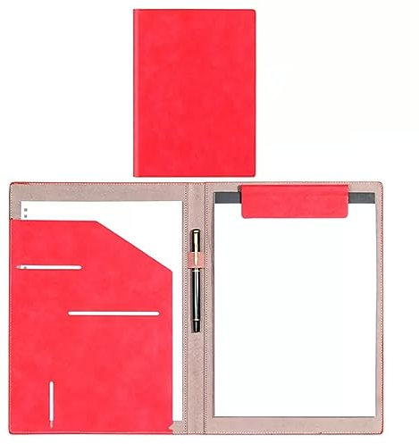 Klemmbrett Einfacher Ordner, multifunktionale Business-Ausstellungsmappe aus Leder mit Stifteinsatz, magnetischer Konferenzblock, Vertragsunterzeichnungsbuch, 2 Stück Mappe (Color : Grigio)