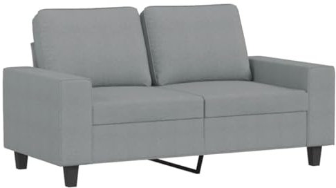 vidaXL Sofa 2-Sitzer, Loungesofa Couch mit Armlehnen Rückenkissen, Wohnzimmersofa Designsofa mit Metallgestell, Sitzmöbel Zweisitzer, Hellgrau Stoff