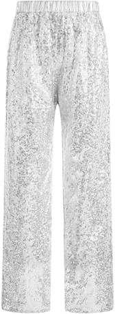 Agoky Enfant Fille Pantalon De Danse Jazz Moderne Paillettes Brillant Scintillant Pantalon De Fête Disco Party Spectacle 5-16 Ans Argenté 11-12 Ans