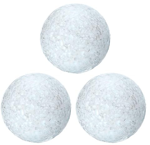 Sourcing Map 3Pcs Decorative Glass Balls, 8cm White Mosaic Sphere Balls for Home Decor, Christmas, Thanksgiving, Wedding Parties