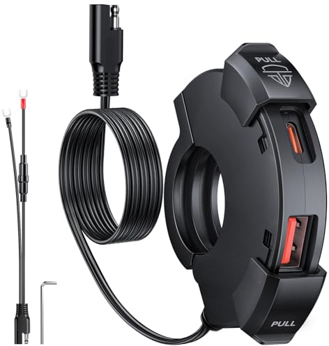 ZEXMTE Motorrad-USB-Ladegerät Wasserdicht, 18W QC 3.0 & 30W PD Type C | Dual USB Motorrad Ladegerät, 12V/24V Motorradsteckdose für Telefone, Tablets, Digitalkameras, GPS