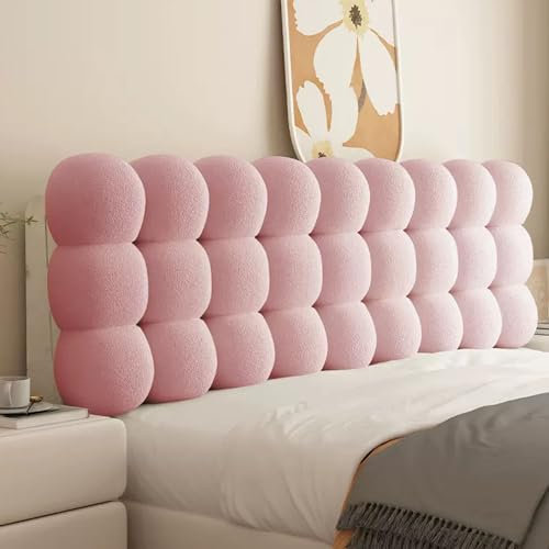 ZQBXHDZW Bett Kopfteil Bezug 100cm 120cm 150cm 160 cm 180cm 200cm 220cm,Wandkissen Bett,Dicker Kopfteilbezug FüR Doppelbett, Queensize-Bett Und Kingsize-Bett(135 * 60 * 10cm,Pink)