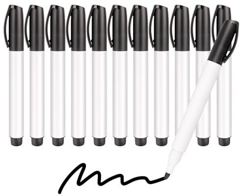 TRIPOLLO Whiteboard Marker Schwarz, 12 Whiteboard Stifte Abwischbar Schwarz, Rundspitze 2-3mm Folienstift, für Whiteboards, Schreibtafeln, Schreibpapier
