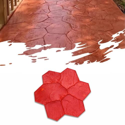 Molde Piedra Estera Flexible con Diseño de Flores de Piedra Natural, Moldes de Sellos de Hormigón de Alta Resistencia con Asa, Estera de Textura de Hormigón para Aceras Paisajísticas para Jardín