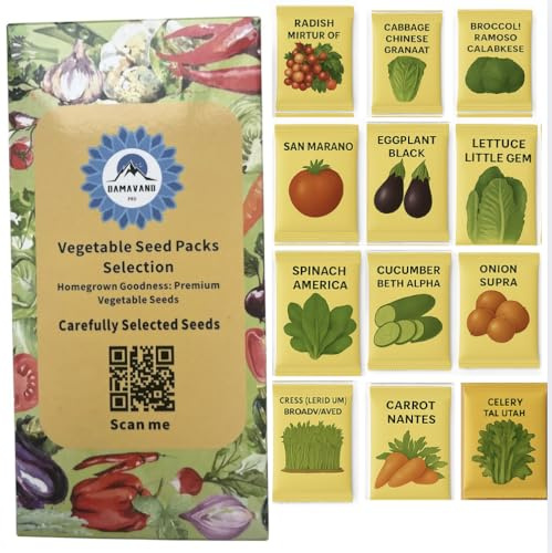 Vegetable Seeds for Planting UK – 12 Variety Grow Your Own Kit (10,000+ Heirloom Seeds) – Tomato, Lettuce, Peppers & More – Allotment Starter Set & Gardening Gift for Men & Women