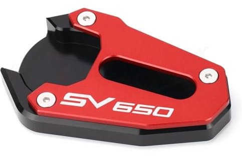 VQLDPX Motorrad-Ständer Für Suzuki SV 650 650X SV650 SV650X Seitenständerplatte, Vergrößerte Stützfußauflage Motorradständer Platte Verbreiterung(Rot,X-1)