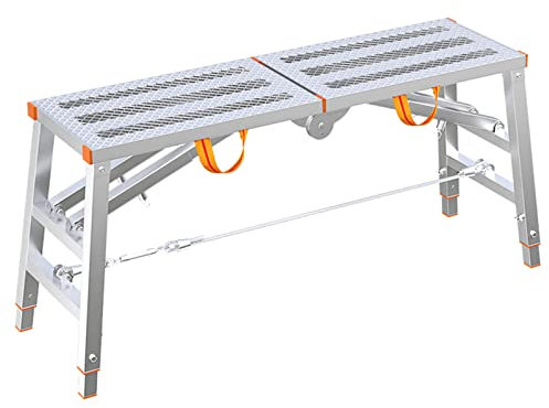 Échelle pliable en acier robuste avec pieds antidérapants en hauteur réglable Idéal pour le lavage de voiture, le nettoyage d'échafaudage, la tour d'échafaudage, escabeau pliable multifonction