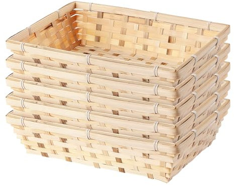 5 pcs Natural Bamboo Storage Basket Gift Hampers Retail Display Home Organizer (Medium)