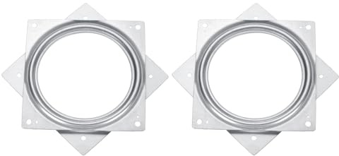 sourcing map Lazy Susan Drehteller, 15,2 cm drehbar, 360° drehbar, quadratisches Kugellager, Drehfußplatte für Liegestuhl oder Tisch, Silber (155 x 8 mm), 4 Stück