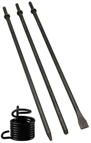 Victeut Juego de 3 piezas de punzón neumático y cincel frío de 18 pulgadas de largo, punta de punta de 7/32 pulgadas, punta de 3/8 pulgadas, cincel plano de 3/4 pulgadas, clasificación de dureza
