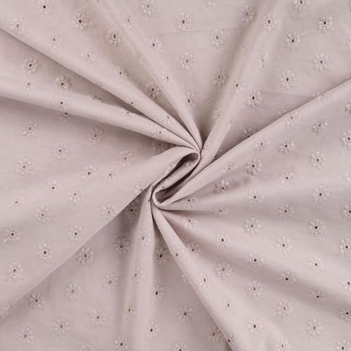Baumwollstoff Baumwolle mit feiner Lochstickerei | 4 Farben | ab 50x130cm | Meterware (sand)