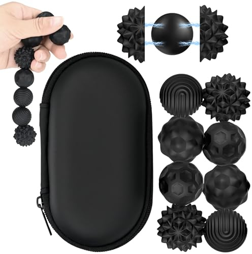 8 Stück Magnetische Fidget Toys, Magnetkugeln, sensorisches Silikon-Spielzeug, magnetische Anziehungskraft, Stressabbau-Bälle mit Silikonhülle, Stressabbau (Schwarz, Klein)