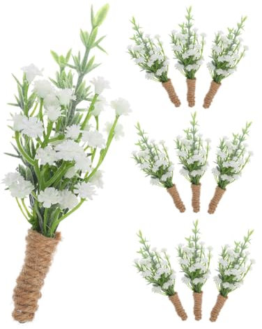 Cabilock 10Stücke Boho Stil Boutonniere für Hochzeiten Handgefertigte Ansteckblumen mit Nadel für Trauzeugen Hochzeitsdekoration für Gäste