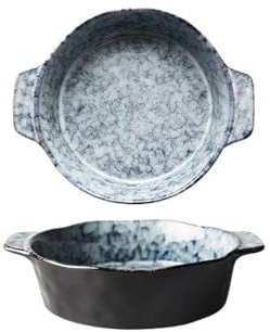 FZL02068LM Plats à Four Cocottes Rondes en Porcelaine for Four, 1000ml, 9,5pouces, avec poignées Plat a Gratin