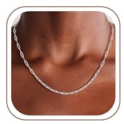 SLOONG 925 Silber Over Paperclip Kette Damen - 3MM Breit Büroklammer Kette | Silberkette Damen 925 Over Ohne Anhänger Schmuck Geschenke für Frauen Freundin Mama Oma 41/46/51/56CM