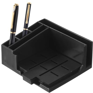 Zettelbox Pen Holder ABS Stiftehalter Schreibtisch Organizer Haftnotizen Halter Mit Stift Oder Kartensteckplätzen Cube Notiz Box Für Stifte, Kugelschreiber, Papier, Büroklammern, Utensienhalter
