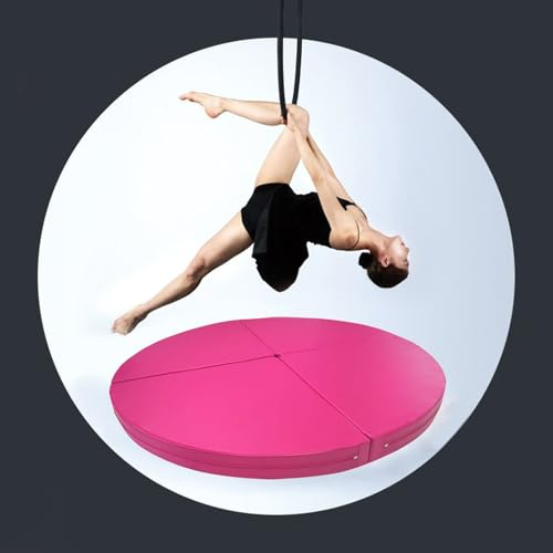 Sicherheitsmatte für Lyra-Hoop-Reifen aus Metall, verdickte Sicherheitsmatte für Aerial Yoga/Pole Dance, faltbare Fitnessmatte für Erwachsene und Kinder (Schwarz, 150 cm x 5 cm (59 x 2)) (Pink,