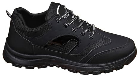 Sportskor för män svart läder – fritidsskor män gröna promenadskor luftiga komfortskor bekväma halvskor bekväma vandringsskor komfort inomhusskor lätta sneakers fashionabla sneakers, svart, 40 EU