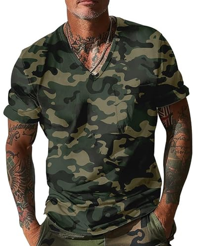 Générique Tee Shirt Homme Camouflage Militaire Respirant Quotidienne Shirts Printemps Oversize Ete Tshirt Leger Mode T-Shirt à Manches Courtes Comfort Décontracté Respirant Vêtements Camouflage L