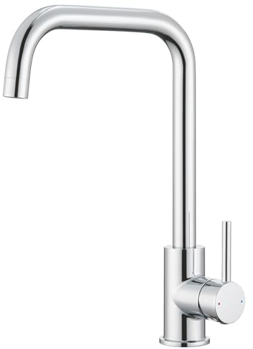CECIPA grifo cocina Cromo, grifos cocina fregadero, Acero Inoxidable 304 | Aireador Abs ExtraíBle, 360° Giratorio Torneira Cozinha Monomando, Para Fregadero 1 y 2 Senos Grifo de Cocina