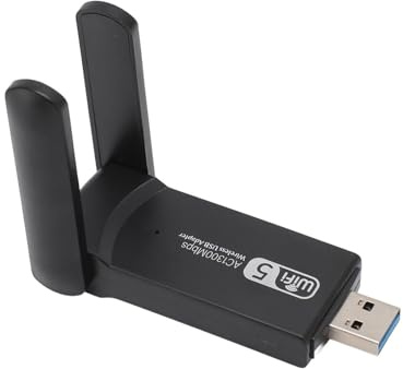 Topiky Adaptador WiFi USB AC1300 Adaptador de Red Compacto de Doble Banda para Juegos Streaming Navegación para Computadoras Portátiles PC Negro 1 Unidad