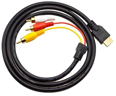 Chenduomi Cable HDMI a RCA TV HDMI macho a 3 RCA macho AV Cable Video Audio Componente Convertidor Adaptador 1080P Cable para HDTV Negro 5ft/1.5m