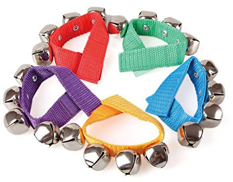 GICO Schellenarmband - 1 Paar - Handgelenk Glockenband mit 4 Glocken Musikinstrument für Kinder L:220 mm - 3851