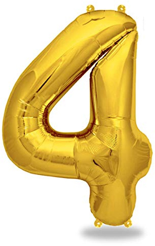 FUNXGO Palloncino Numero 4 Oro - Gigante Palloncini Compleanno 4 Anni - Vola con l'Elio - Feste Decorazione di Compleanno Palloncino 4 Oro