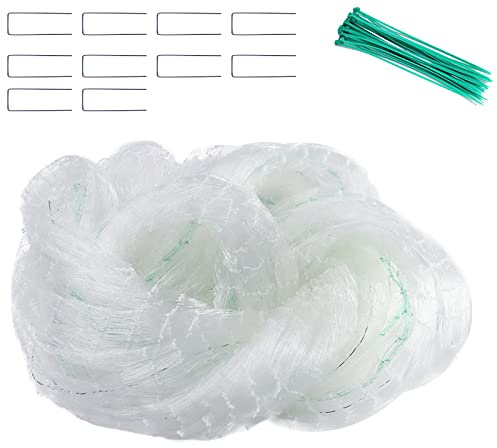 BeGrit Vogelschutznetz 2x10m Teichnetz Maschenweite 20 x 20 mm Laubnetz für Schutz Vogelabwehrnetz Gartennetz Vogelnetz Obstbaumnetz Balkon mit Kabelbinder Erdanker (Transparent)