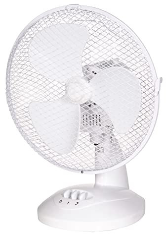 Russell Hobbs 9 Inch, Portable Desk Fan, 2 Speeds, Wide-Angled Oscillation, Quiet Operation, Perfect for Bedroom or Office, White - RHPDF0921