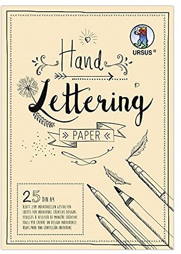 Ursus 24924610 Lot de 25 feuilles de papier à lettrage à la main Crème Format A4 210 g/m² Papier cartonné coloré Base idéale pour créer des lettres individuelles