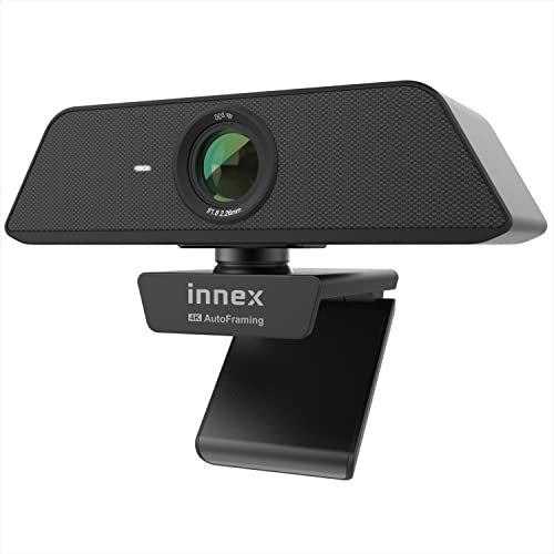 Innex C470 4K Webcam mit Mikrofon, AI Auto-Framing, 5X Digitaler Zoom, automatische Lichtkorrektur, 120° Weitwinkel Webkamera für PC, Mac, Windows, Zoom, Microsoft Teams, Videoanrufe, Live-Streaming