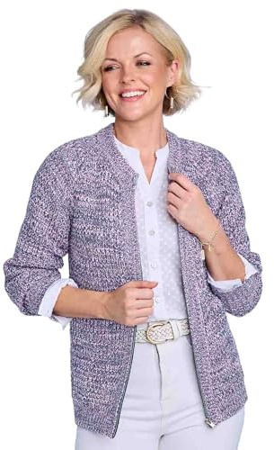 Chums Ladies Textured Marl Knit Zip Cardigan Stylish Layering for Spring & Autumn Long Sleeve V-Neck
