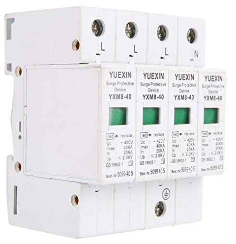 4P 40KA Dispositif de protection contre les surtensions parafoudre, Domestique 4P 40KA Dispositif Parafoudre sur Rail DIN pour Appareils Ménagers Protection du Système électrique