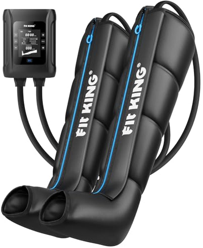 FIT KING Professional Cordless Air Compression Recovery Boots | Rechargeable Full Leg Massager Boots, Customized Zone Control, Compression Device for Blood Circulation & Fast Recovery(S)