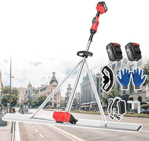 2BAT Kabelloses elektrisches Zement-Nivellierlineal, elektro-kabelloser Estrich, 150 cm lange Klinge, dreieckige feste Struktur, für Straßenbauarbeiter und Innendekorationsmeister