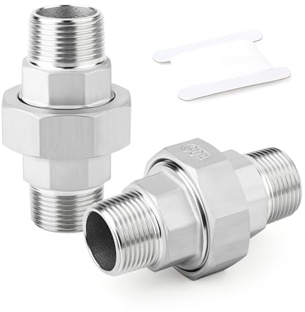 ERGAOBOY 2 pièce Raccord mâles en acier inoxydable 304 1 BSP, raccord union, adaptateur fileté pour eau/huile/gaz