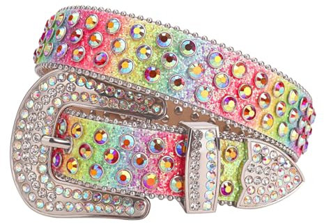 Damen-Strass-Gürtel, rund, Strass-Gürtel, Nietengürtel, Jeans, Gothic-Stil, Gürtel, bunt, 36