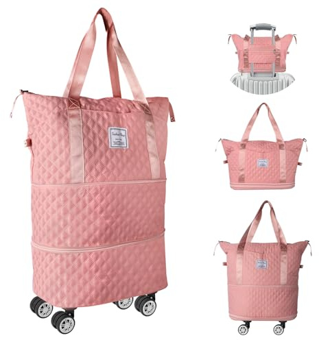 Sac de voyage avec roulettes, sac de sport extensible pour homme et femme, grand sac fourre-tout, bagage à main sec et humide, sac de nuit, sac de week-end léger, sac de sport pour la natation, maman