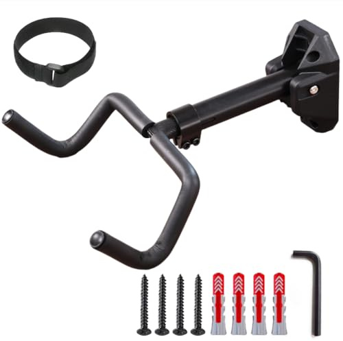 Support mural pour vélo avec angle réglable et distance murale, pliable, pour VTT/vélo de route, rembourrage extra doux (Screw fixation)