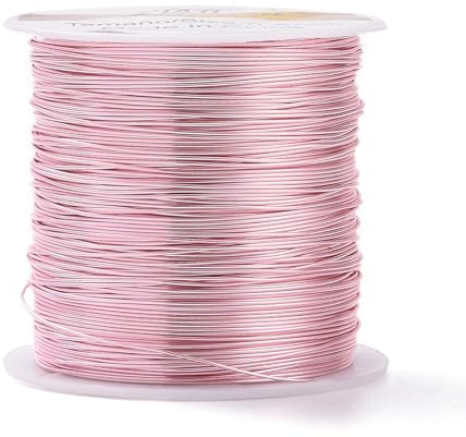 Airssory 0.5mm/24 Gauge Pink Theme Copper Craft Metal Beading Wire Long-Lasting Plated Wire for Wrapping Supplies DIY Craft Beading Jewellery Making - 75.45 Feet/23m