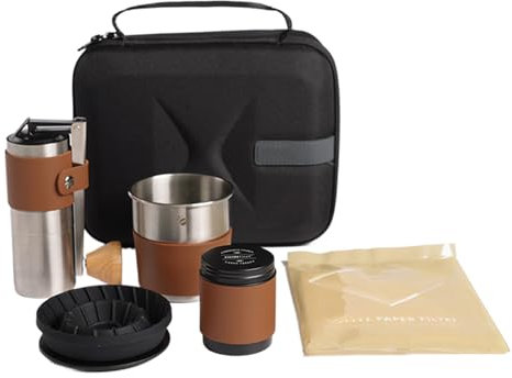 Qfdiwr Cafetière de Camping | Set Dégoulinant Portable pour Café,Moulin à Grains Multifonction Portable pour Maison Voiture Plage et Pique-Nique avec Sac de Transport