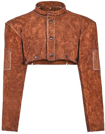 VEVOR Cape de Soudage Cuir de Vachette, Veste de Soudage Résistante aux Flammes, à Chaleur, avec Poches à Outils, Cape de Protection pour Hommes Femmes, Forge, Travail du Bois, Jardinage, Taille XXL